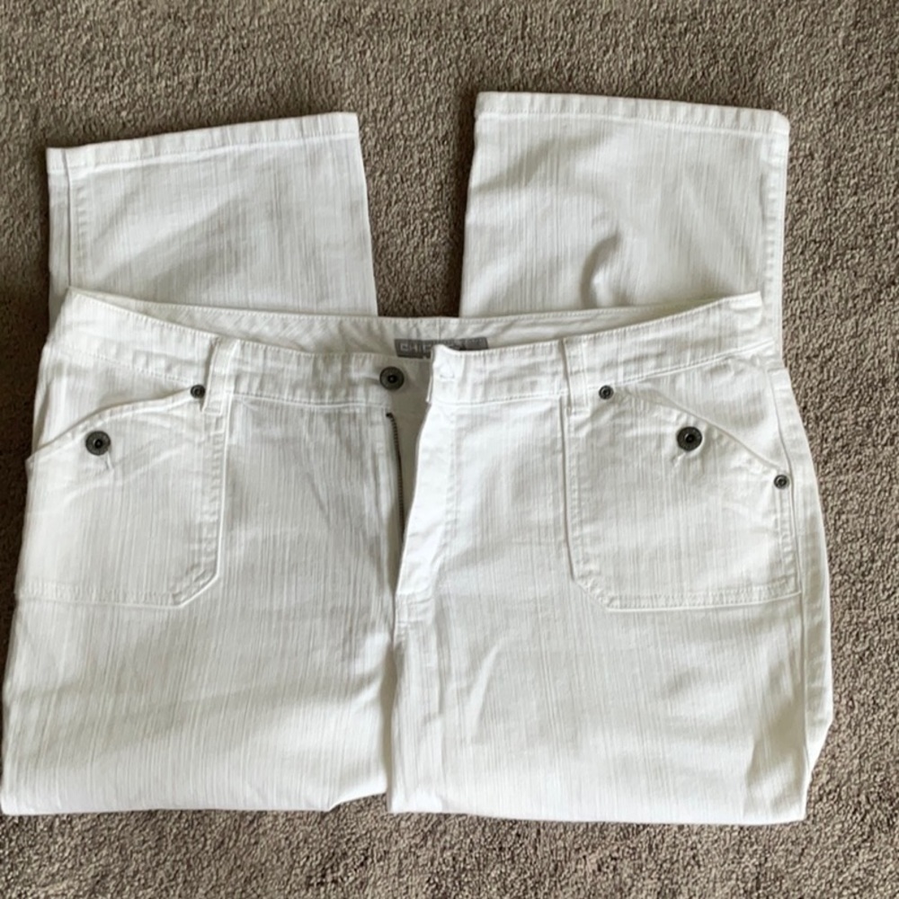 Chico's White Denim Cropped Jeans Plus Size 16